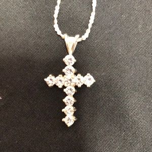Sterling necklace with sparkling cross pendant